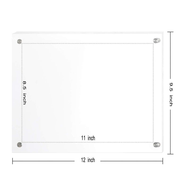 Magicool Hanger Magicool 8.5x11 Clear Acrylic Wall Mount Floating Double Panels Frameless Picture Frame for Picture Photo Degree Certificate Home or Office(Full Frame is 9.5 x 12 inch) (4 pack) - Image 3